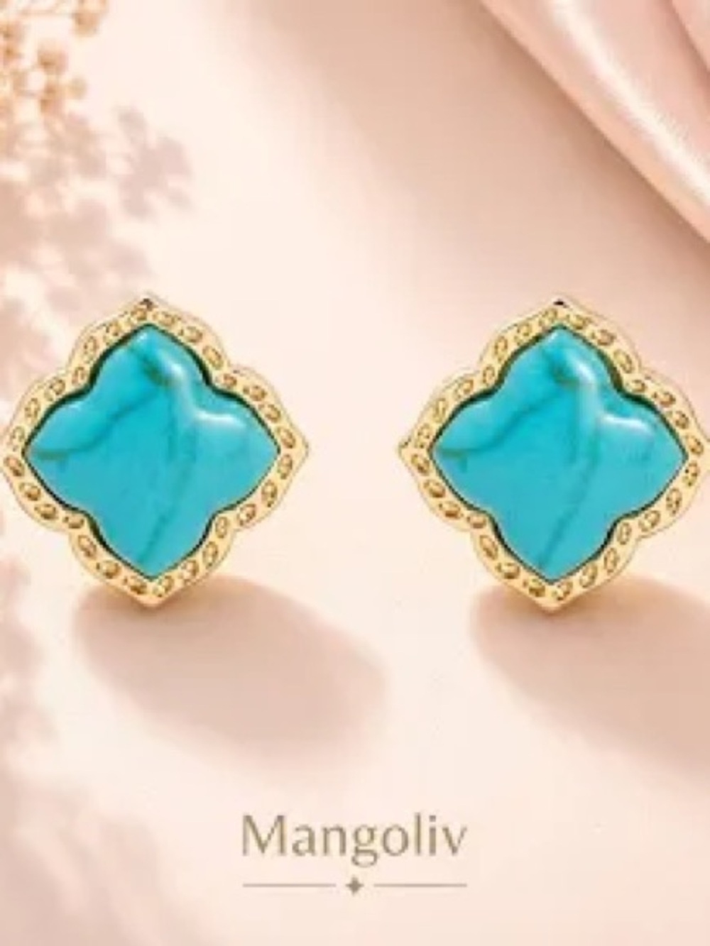 Kendra Scott “Mallory” Stud Earrings in Variegated Turquoise Magnesite